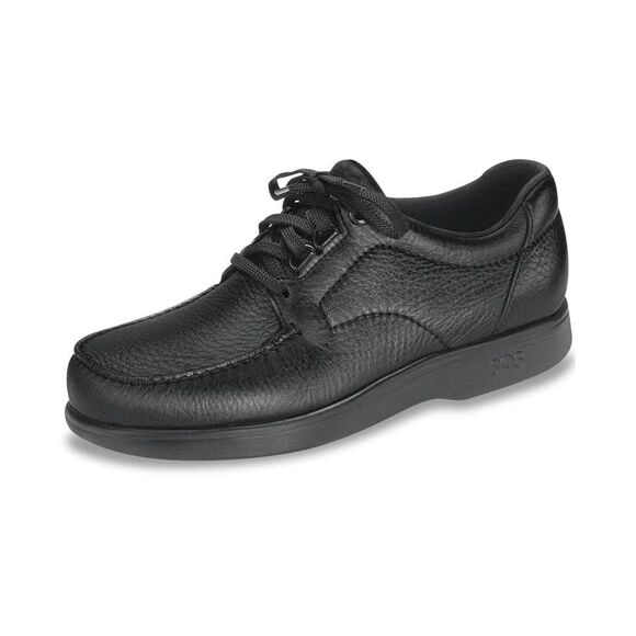 SAS Bout Time Running Shoes Men's Black Leather Lace-Up Low Top Sneakers 12 WW - Picture 1 of 8
